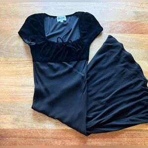 Rouje Black Velvet Top Midi Dress | French 34 | US 0 2